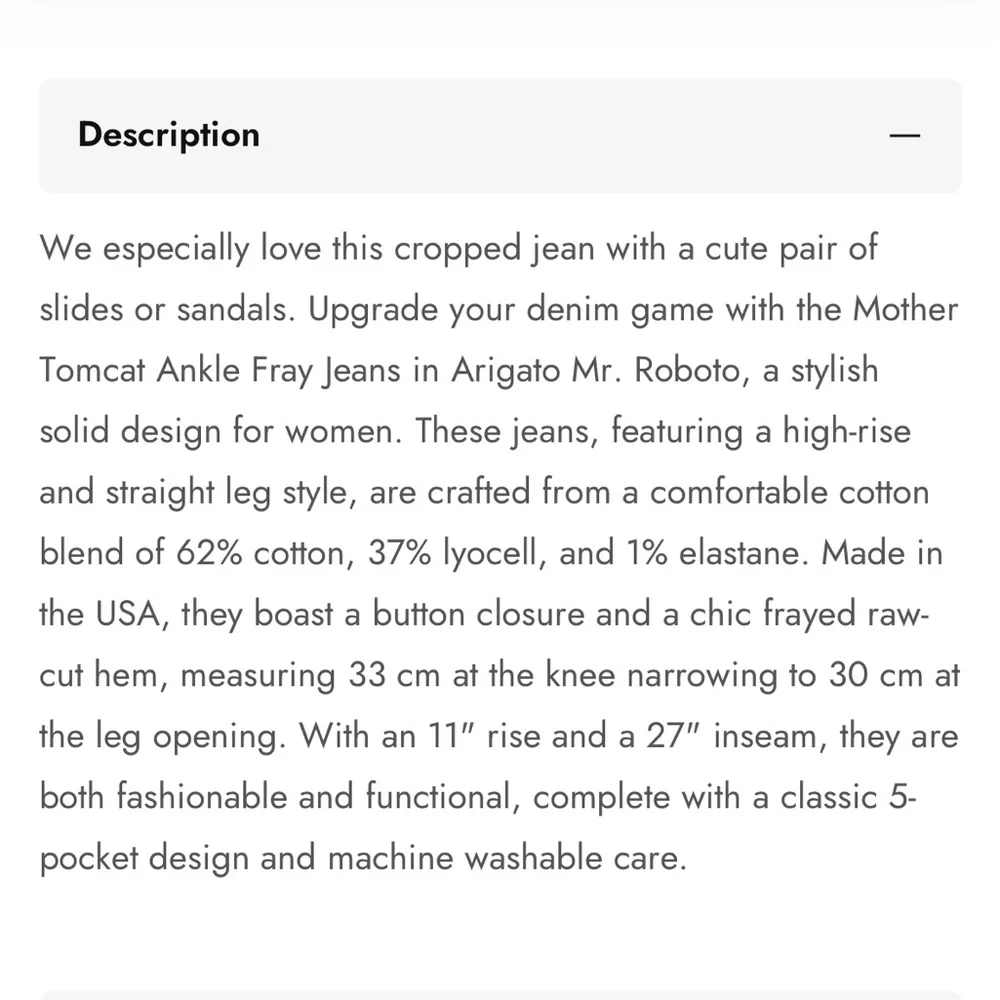 Mother Tomcat ankle fray jeans 27 - Picture 5 of 15